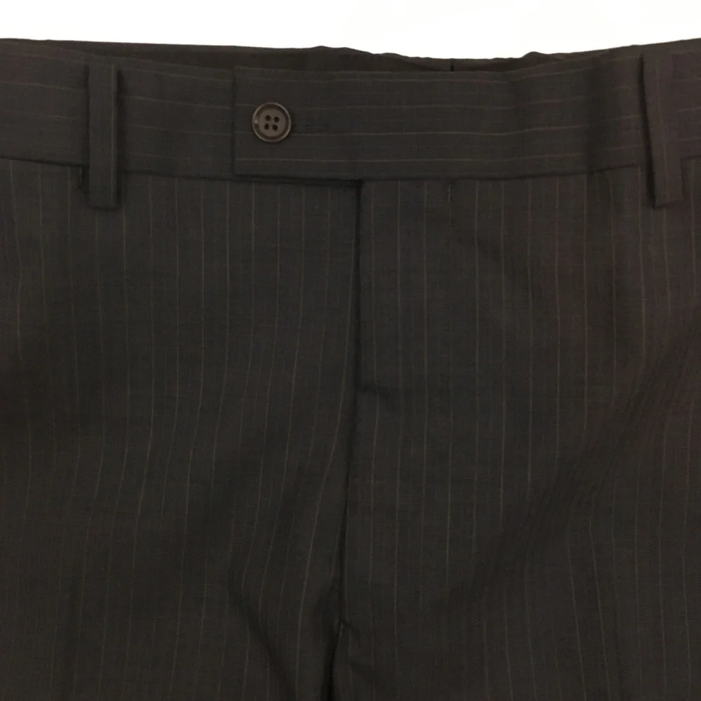 Dkny 44L mens suit gray blue tan stripes slim fit 100% wool 2 piece new ea0104